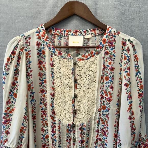 Anthropologie Maeve Top Womens Size 10 Floral Crochet Hiver Western Cottagecore - Picture 3 of 10